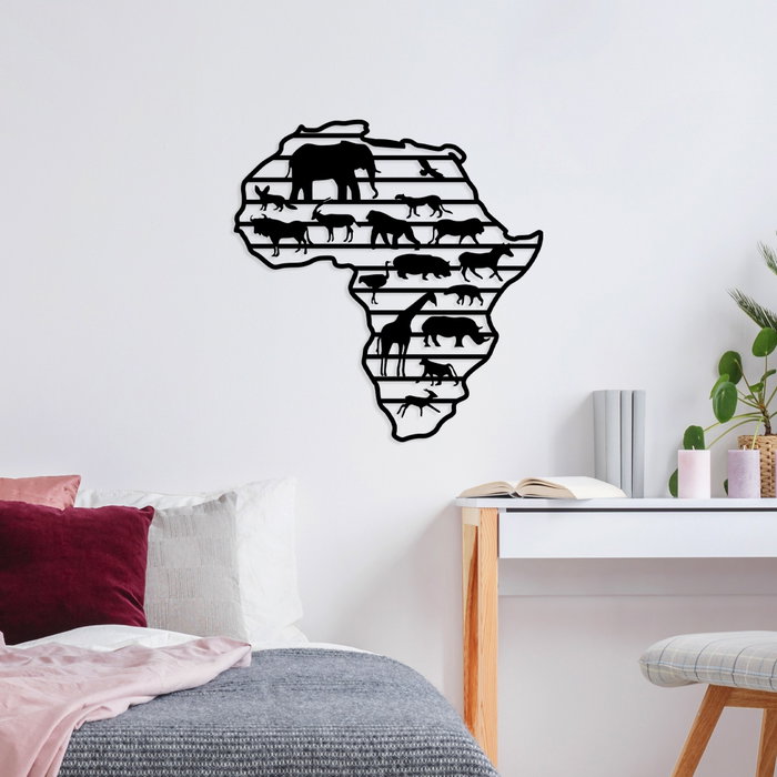 Wallity African Animals Escultura de pared de metal negra Wallity African Animals Escultura de pared de metal negra